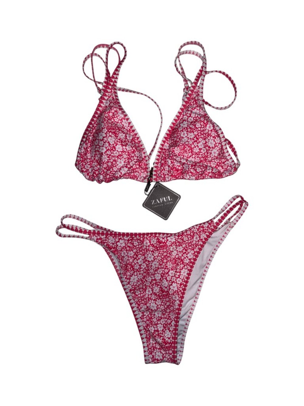 NWT Zaful Red Floral Bikini Size L